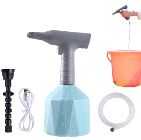 Arrovarp Regadera para plantas, rociador automático de plantas de 1 litro con tubo de agua de 2,5 m, botella de spray recargable, rociador de plantas, rociador de plantas, rociador a pilas