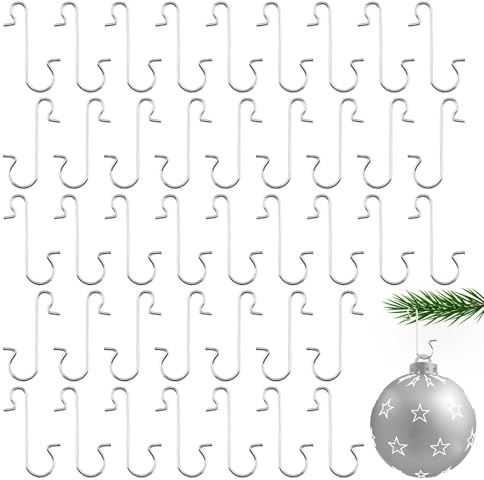 Yicelerate Christmas Ornament Hooks,Kugelaufhänger Silber,Aufhänger Christbaumkugeln Für Weihnachtsbaum,Weihnachtsbaum Kugelaufhänger,Christmas Tree Hooks,Weihnachtshaken,Weihnachtsdeko Haken Silber