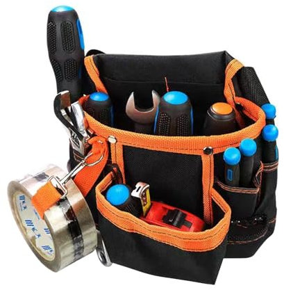 Tool Belt Pouch, Tool Belts for Men, Multi Tool Pouch, Oxford Pockets Small Tool Bag with Adjustable Belt for Electricians Technician Builders