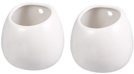 Kisangel 2 Stück Wandbehang Keramik-pflanzgefäß Moderner Stil Hängender Blumentopf Für Die Inneneinrichtung Weiße Dekorative Pflanzlöcher
