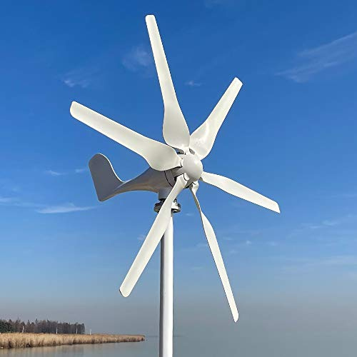 800W Windkraftanlagen 12V 24V 48V Windturbinen Windräder mit 6 Flügeln und kostenlosem MPPT Laderegler horizontale Windgenerator für Zuhause (12V mit Reglar)