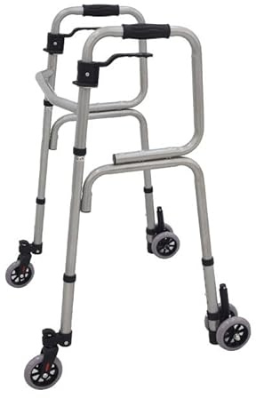 Gehbock mit 4 Lenkrollen, Gehhilfe Aus Aluminium,Höhenverstellbar, Standard Klappbarer Walker,Gehwagen Für Senioren