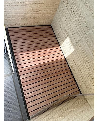 Caillebotis de bagnoire Bambou, Tapis de douche extra large pour sol de douche carrelé, tapis de bain en bois, plate-forme de pied surélevée, coussinets à lattes antidérapants/tapis avec poignées, ca