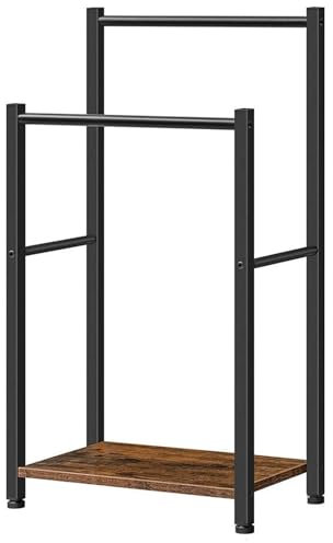 Freistehender Handtuchhalter mit Ablage, 2/3 Stangen Design, Retro Stil, Schwarz - Handtuchständer für Badezimmer, Metallrahmen 42x24x80cm(42 * 24 * 80CM)