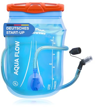 Alpenwert® Dricksbubbla med dricksslang [vattenbubbla 1 l/2 l/3 l BPA-fri ] ultralätt dricksystem för ryggsäck perfekt för utomhus, löpning, trailrunning (1 liter)