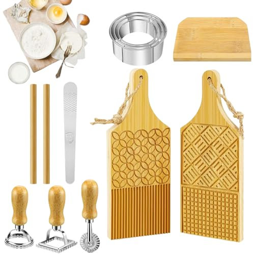 Holz-Pasta -Herstellung Von Kit, Küchennudel -Erstellungstools, Hausgemachtes Spaghetti -Hersteller -Set, Mehrzweck Backzubehör Für Makkaroni, Nudelherstellung, Wontons Dumplings Desserts(12er- Set)