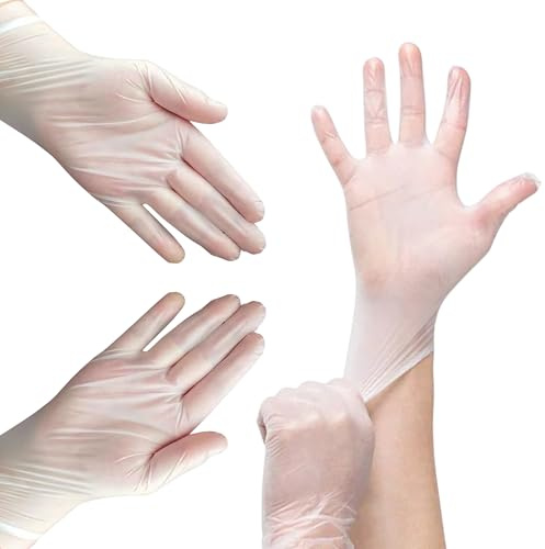 PDS Medium 100 Clear Vinyl Gloves - Disposable, Powder Latex Free, Surgical gloves - Medical Exam, Cleaning, Food Prep Use - Comfortable, Non-Sterile