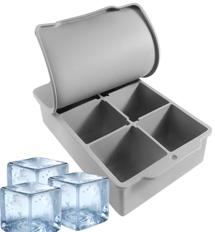 Stampo per ghiaccio a 6 cavità, in silicone, con coperchio, grande capacità, per creare cubetti refrigeranti per vino, whisky, succhi di frutta, cocktail refrigerati