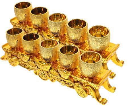 Mobestech Lot De 2 Calices À Vin Élégants En Plastique Mini-Tasse À Thé Et De Culte De Style Vintage Pour Les Offrandes Au Temple Ou À La Maison Ajoutant De L'Élégance Aux