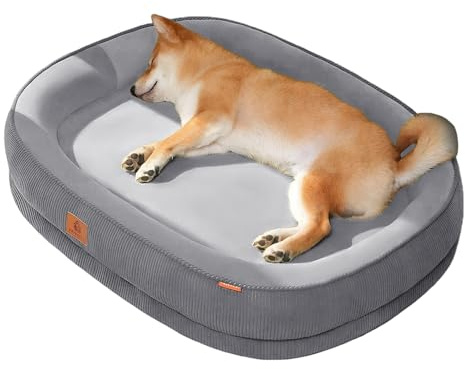 Luxvara Cuccia Cane Lettino per Cani 75x60x12.5cm Cuscino Cane Sfoderabile e Lavabile, Lettino Gatto per Interno Esterno con Fondo Antiscivolo, Cuccia Divano per Cani Perfetta Estate Inverno, Grigio