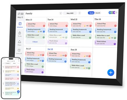 VBESTLIFE 10.1 Digitalkalender CHORE -Diagramm, Interaktiver Touchscreen FHD, Smart WiFi Digital Kalender Wand und Schreibtisch Montierbar für die Organisation Ihres 2025 -Kalenders