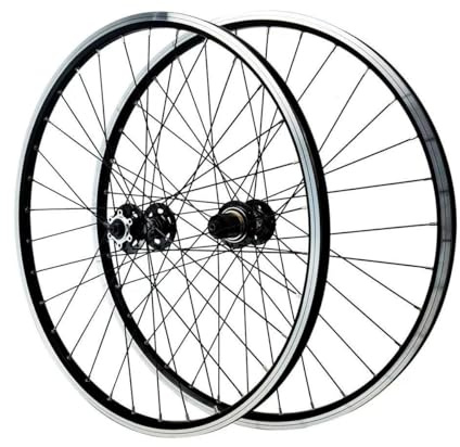 LSRRYD Set di Ruote VTT con Freni A Disco/V 26 27,5 29 Pollici 32 Fori Ruote Anteriori E Posteriori in Lega di Alluminio, 100/135MM QR, Cassetta A 7-12 velocità, 2016G(Black,26inch)