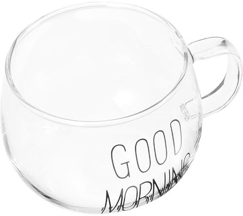 DOITOOL Tasse Verre Résistant Chaleur avec Anse Bol Déjeuner Transparent pour Lait Céréales et Jus Mug Multifonction pour Thé Design Simple et Pratique