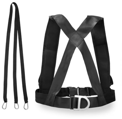 AMSLSIU Arnés de trineo con correas para los hombros Neumático ajustable que tira del chaleco del pecho Cinturón Entrenador Hombres Mujeres Equipo de entrenamiento resistencia