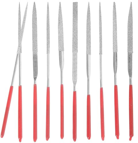 Zerodeko Mini Juego de Limas de Diamante de Precisión 3 X 140 Mm, 10 Piezas Mixtas, Limas Pequeñas de Metal, Vidrio y Piedra para Joyería y Tallado, Herramientas Manuales Compactas