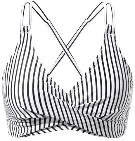 JFAN Haut de Maillot de Bain Femme Haut de Bikini à Cordon Croisées Triangle Maillots de Bain Top Push Up Classics