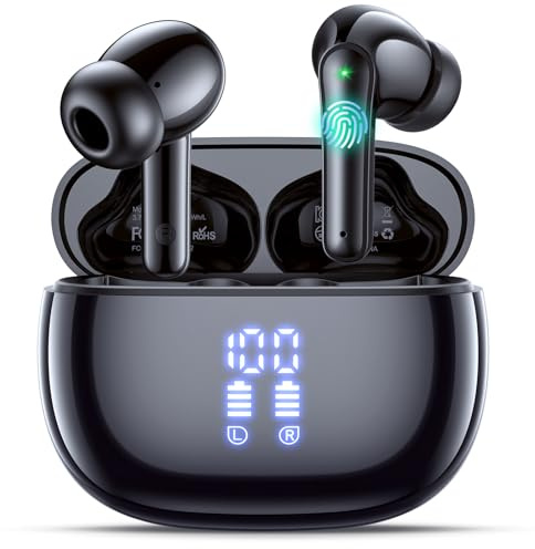 ZIUTY Wireless Earbuds, Bluetooth Headphones 5.4 In Ear with Mic, 48H Playtime LED Display, IPX7 Waterproof, Deep Bass Stereo – Wireless Earphones for Running, Gym & Gaming, Black