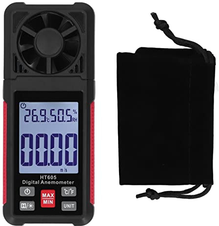 Digitaler Anemometer und Windgeschwindigkeitstester mit 5-Blatt-Design – Red-Ball-Lagertechnologie mit geringer Reibung für genaue Luftstrommessung – großes LCD-Display mit