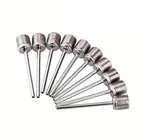 Stainless Steel Ball Pump Needle for Football, Basketball, Volleyball, 10 Pack, 3.8cm Inflating Pin with Air Valve Adaptor