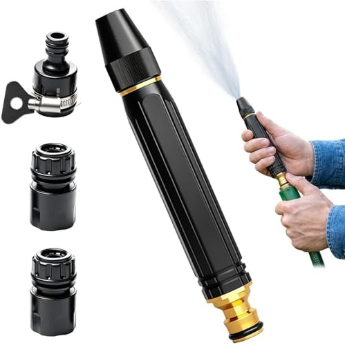 Buse haute pression pour tuyau d'arrosage, pistolet à eau haute pression avec embout tuyau arrosage universel, lance haute pression réglable pour lavage voiture, nettoyage terrasse et arrosage jardin