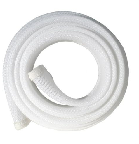 FISUAL Expandable Zip Up Cable Tidy White 2m | Zip fastening for quick access, 35mm diameter nylon sheath, ideal for desk, computer and AV cable clutter