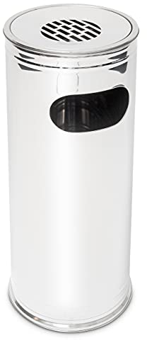 Relaxdays Cenicero para Exterior (con Cubo extraíble, Acero, 75 cm de Altura), Inoxidable