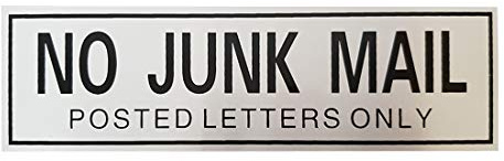 London Heritage Metal No Junk Mail Sign Sticker Self Adhesive Door Wall Unwanted mail Letter Box for Office, Home
