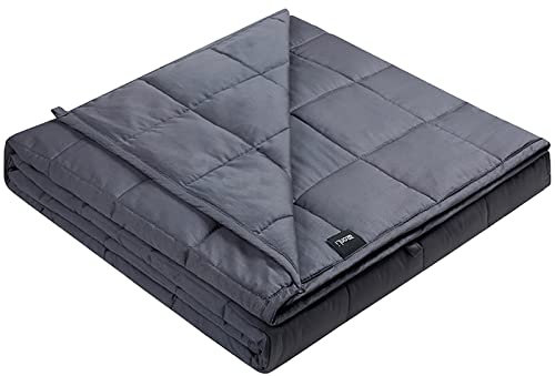 ZonLi Weighted Blanket 15 lbs(48''x72'', Twin Size, Grey), Weighted Blanket for Adults, with Glass Beads