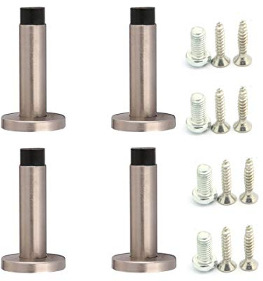 NUZAMAS Türstopper, Chrom, Silber, strapazierfähig, 304 Edelstahl, gebürstet, Wandmontage, 4 Stück