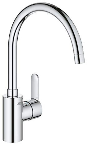 GROHE Eurostyle Cosmopolitan - Einhand-Spültischbatterie (Schwenkbereich wählbar: 0° / 150°, Einlochmontage, hoher Auslauf), chrom, 33975004