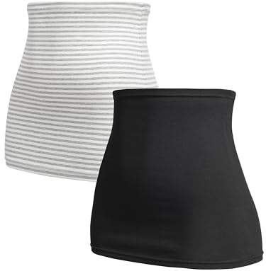 Herzmutter Bauchband-Tube-Nierenwärmer 2X Baumwolle Umstandsbauchband 6300 | Schwangerschaft-Umstandsmode - Rückenwärmer-Shirtverlängerung 2er-Set