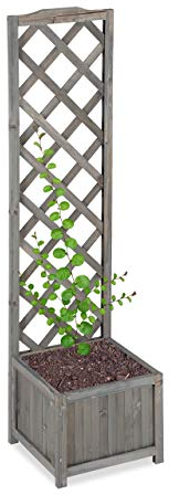 relaxdays Piante con Graticolato, Impermeabile, in Legno, per Balcone Giardino Vaso 25 l e Griglia 147 cm, Grigio