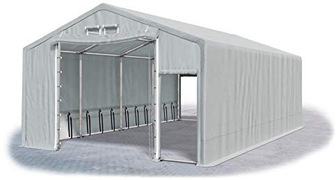DAS COMPANY Lagerhalle 5x8x2,5m Grau Wasserdicht Ganzjährig Industriezelt Werkstatt 600g/m² PVC Winter SFR - Zeltgarage - Pavillon - Zeltgarage Winterfest - Lagerzelt Winterfest - Winterzelt