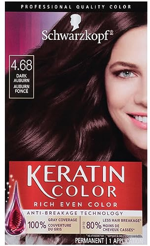 Schwarzkopf Keratin Color Permanent Hair Color Cream, 4.68 Dark Auburn, 1 Kit