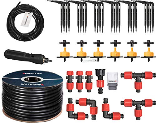 HOLZBRINK Start Set Gewächshaus Bewässerung Bewässerungssystem inkl. 50 m LDPE Verlegerohr 16 mm, 6x Tropfer 2l/h, HTB-10-G-50