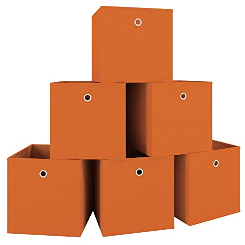 VCM 6-pack vikbar låda fällbox samlingslåda tyglåda hyllbox hyllkorg boxas orange