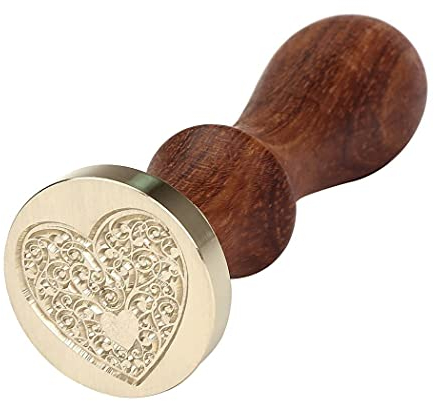 Wachssiegel Stempel, Personalisiert Dekorativer Wachsstempel Vintage Siegelstempel für Umschläge Hochzeitseinladungen, Holzgriff und Messingkopf, Herz
