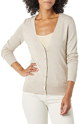 Amazon Essentials Women's Lightweight Cardigan Sweater, Light Oatmeal, X-Large