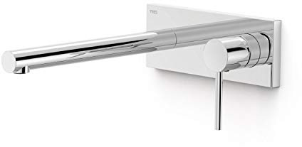 TRES - Grifo monomando empotrado para lavabo Cuerpo empotrado indivisible con amortiguadores acústicos. Junta antihumedad. Con maneta. Caño de 240 mm. - Cromo
