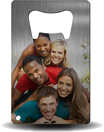 Décapsuleur Inox Personnalisable format 8.5x5.4cm avec Photo Cadeau Personnalisé, Fête des pères, Fête des mères