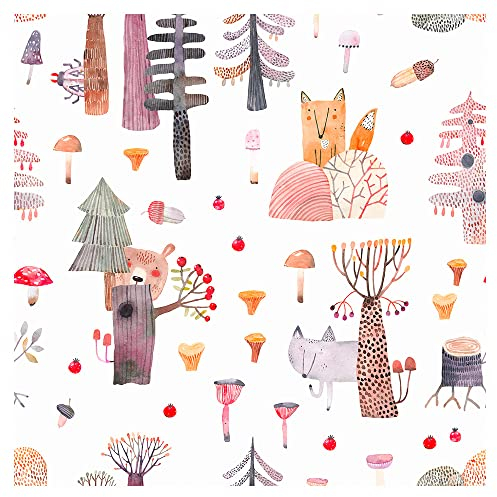 murando - Tapete selbstklebend 10m Wandtattoo dekorative Möbelfolie Dekorfolie Fotofolie Panel Wandaufkleber Wandposter Wandsticker - wilde Tiere Wald Bäume e-B-10008-j-a