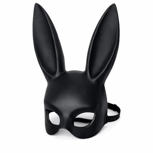 eBoutik - Schwarze sexy Hasenmaske für Frauen - Junggesellinnenabschied Kostüm Hasenohren Maskerade Maske mit verstellbarem Riemen - Erwachsenenkostüm Zubehör