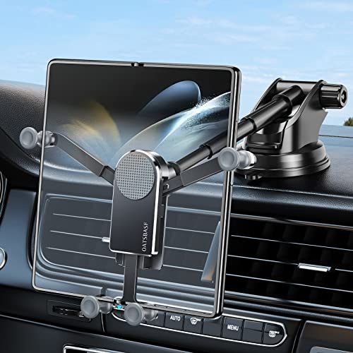 xuenair Z Fold 4 Kfz-Halterung für Armaturenbrett, Windschutzscheibe, Fenster, Aluminium, 2 Modi, für Samsung Galaxy Z Fold 6, 5, 4, 3, 2, Zubehör und iPhone 16, 15 Pro Max