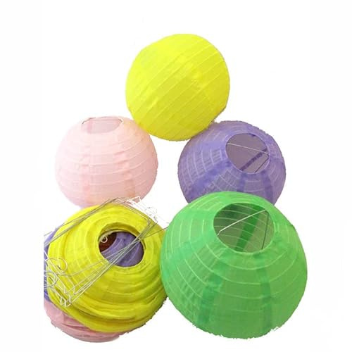 IKu 10 Bunte Lampions 17x19 cm mit Spreizhalter für Aussen und Innen für Lichterketten oder andere Dekorationen