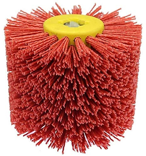 JAKMET Cepillos Taladro de Alambre,Cepillo de Alambre Cepillos de Tambor de Alambre abrasivo Rojo, Rueda pulidora de desbarbado for Muebles, Adaptador de Amoladora Angular de Madera