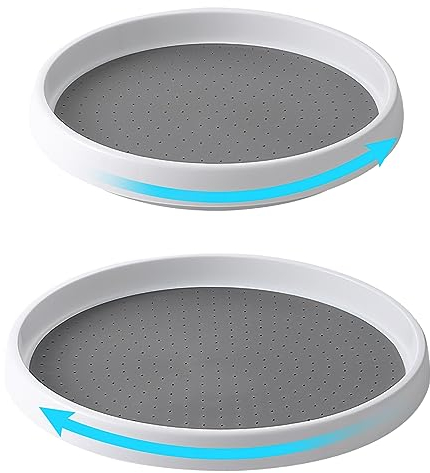 Plato giratorio para frigorífico, estante giratorio para especias, 2 unidades, Lazy Susan, organizador de cocina, robusto y antideslizante, organizador de frigorífico, plato giratorio para frigorífico