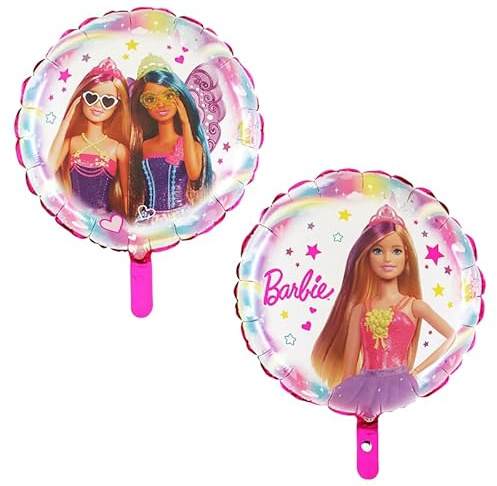 Toyland® 18 Zoll doppelseitiger Barbie-Charakter runder Folienballon mit Punkten – Partydekorationen für Kinder