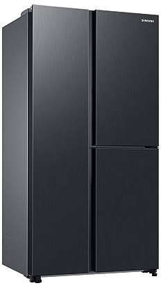 Samsung Side-by-Side-Kühlschrank mit Gefrierfach, 178 cm, 645 l Gesamtvolumen, 242 l Gefrierteil, AI Energy Mode, Inneres Beverage Center, Frischwasseranschluss, Premium Black Steel, RH6ACG892DB1EG