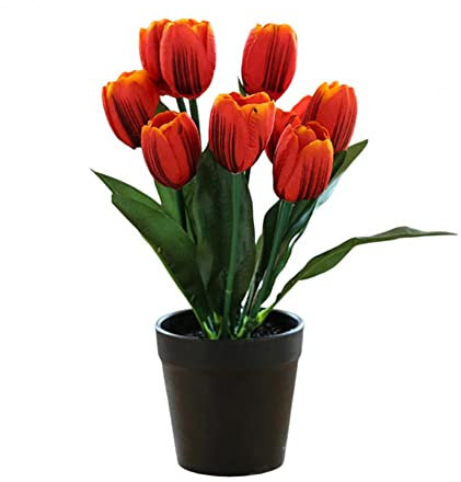 Fausse verdure artificielle, plantes artificielles en pot, simulation de plantes en pot non flétries, décoration réaliste, fausse fleur en soie, bonsaï à neuf têtes, tulipe artificielle pour bureau