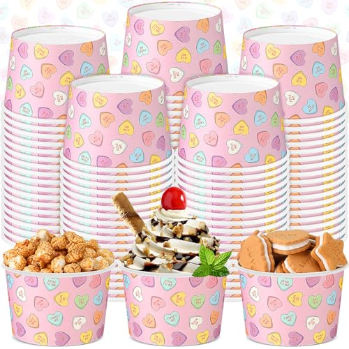 Hsei Lot de 50 gobelets jetables en papier de 473,6 g pour la Saint-Valentin, les fêtes, les mariages, les anniversaires pour boissons chaudes et froides